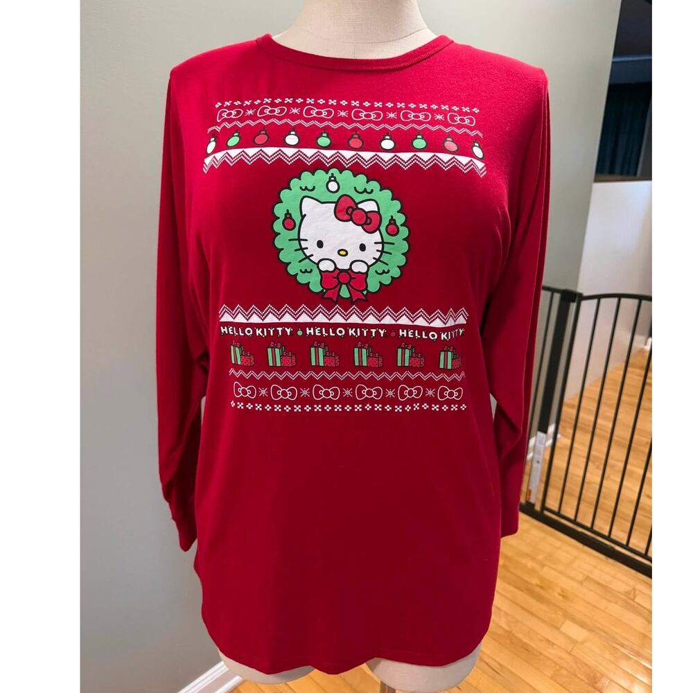 Torrid 5 (5X 28) Hello Kitty Christmas Holiday Cat Long Sleeve Graphic T Shirt